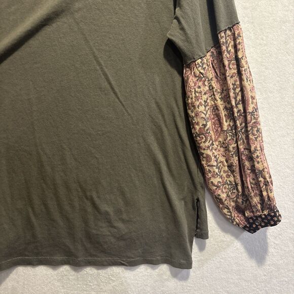 We The Free People Jade Floral Print Long Sleeve Top Olive Green Women's Size XS - Picture 10 of 13